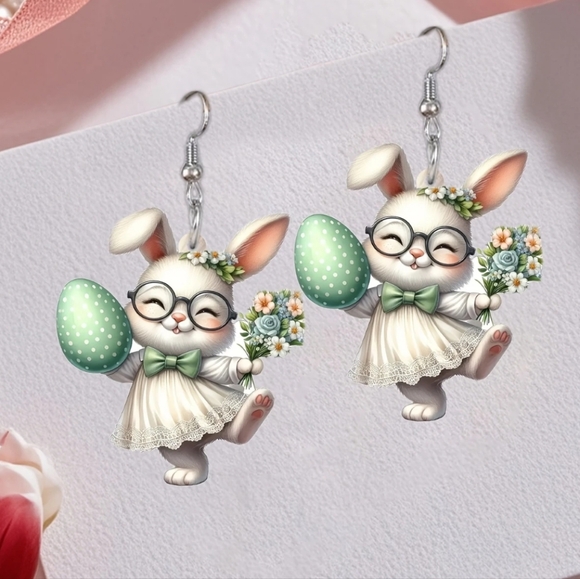 New Girl Bunny Rabbit Earrings - Picture 2 of 7